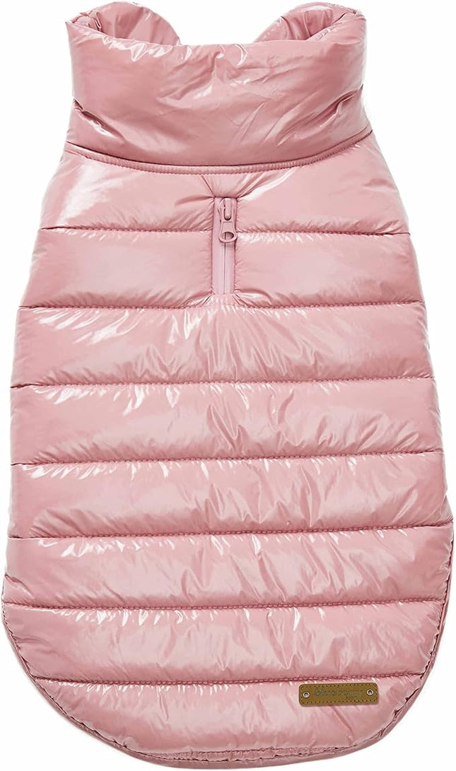 Blueberry Pet Cozy Mauve Pink Dog Jacket – Lightweight Puffer Winter Coat for Small & Medium Dogs, Warm Outdoor Wear, Size 14 (15.75" Back Length)
