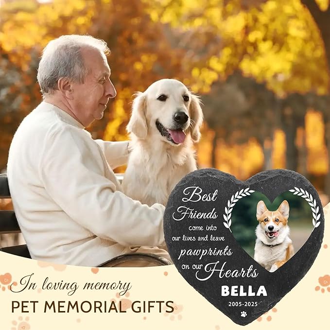Dog Memorial Gifts for Loss of Dog Cat,Personalized Pet Memorial Stone with Photo Name,Custom Pet Remembrance Gifts,Cat Memorial Sympathy Gift,Dog Passing Away Gifts,Memorial Plaques for Dogs