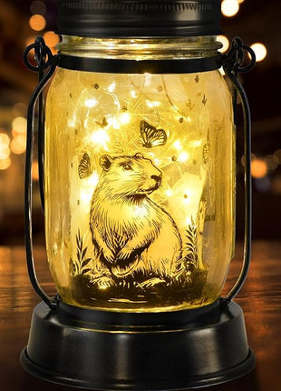 Capybara Gifts for Women/Men Capybara Solar Lanterns Mom Grandma Birthday Present Lantern Memorial Lights Solar Garden Decoration Outside for Yard, Patio,Backyard,Porch Torches