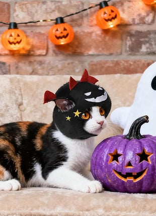 Cat Halloween Costumes Halloween Devil Horn Hat for Dogs Cats Adjustable Cute Black Demon Cap Festival Pet Head Dress Up Accessories for Halloween Puppy Kitten Cosplay Costume Gifts