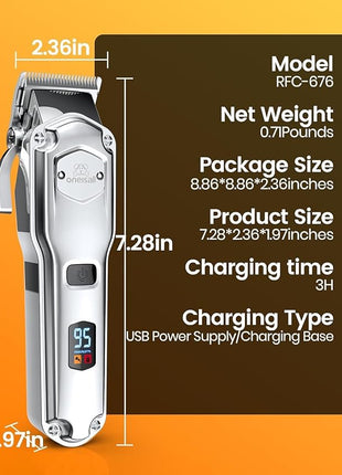 oneisall Dog Clippers for Grooming for Thick Heavy Coats/Low Noise Rechargeable Cordless Pet Shaver with Stainless Steel Blade/Waterproof Dog Shaver for Dogs Pets and Animals (Sliver)