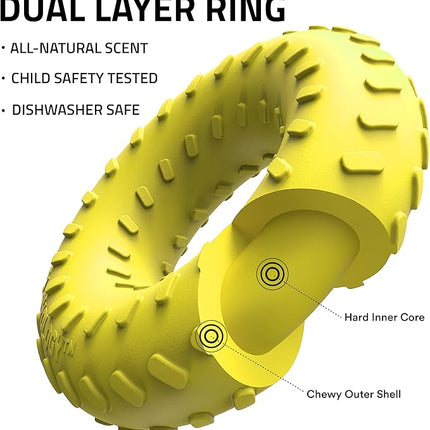 Playology Dog Toys | Dual Layer Ring Durable Chew Toy for Aggressive Chewers | Jumbo Chicken Scented Toy - Easy to Clean and Made from Non Toxic Materials