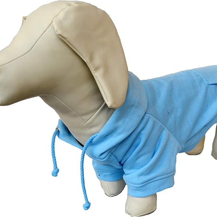 Lovelonglong Blank Basic Hoodie Sweatshirt for Dogs 100% Cotton Fits Small Medium Dachshund Large Dog SkyBlue D-L