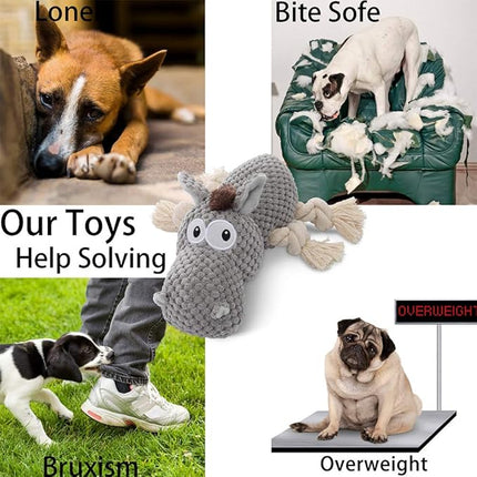 Dog Toy, Large Dog Squeaky Toys, Stuffed Animal Dog Plush Toy for Puppy, Small, Middle, Large Dogs (Donkey(Grey))