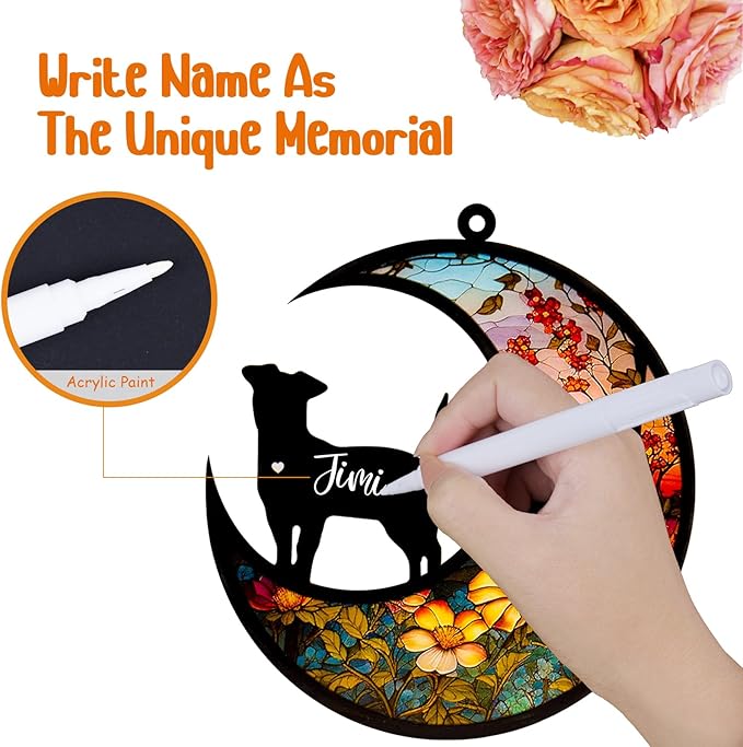 Dog Memorial Suncatcher,Pet Sympathy Gifts,Dog Memorial Gifts for Loss of Dog,Personalized Dog Pass Away Gifts with Name Date for Pet Lovers