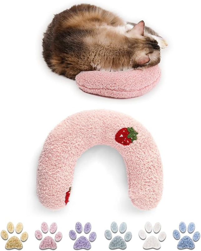 Cat Pillows for Indoor Cat and Small Dog, Calming Dog Pillows, Half Donut Dog Cutated Calming Pillow, Cozy Cat Bed Pillow Cute Rabbit Pillows (Pink)