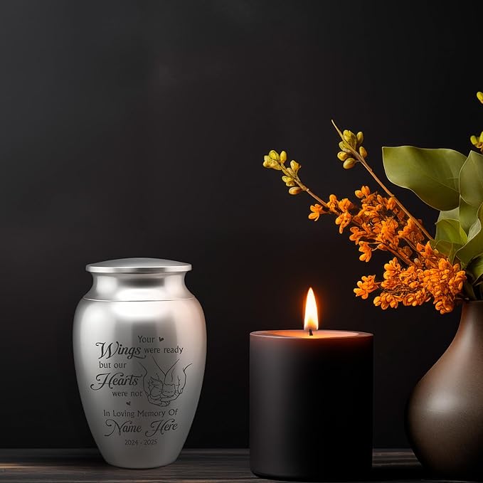 Artsy Woodsy Personalized Pet Memorial Cat Mini Urns Stainless Steel Decorative Keepsake Urns for Ashes 2.56 inch, Gifts for Cat Mom Dad Lovers Accessories in Loving Memory Loss (10, 2.56x1.77, Cat)