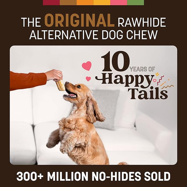Earth Animal No Hide Chews - Long Lasting Rawhide Free Small Dog Chews Rolls, Venison - 2 Count