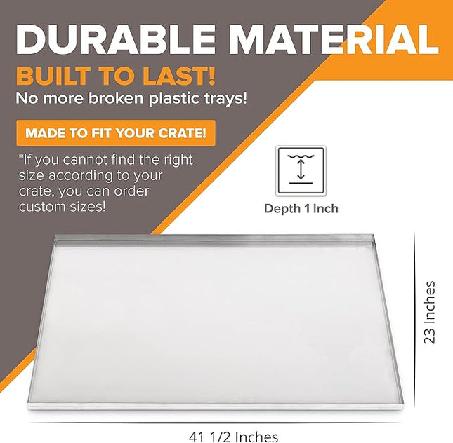 41.5" x 23" Metal Replacement Dog Crate Pan Chew Proof Crack Proof Pet Kennel Tray Central Dog Training Crate Pan Pet Supplies, Stainless Steel, 1" H