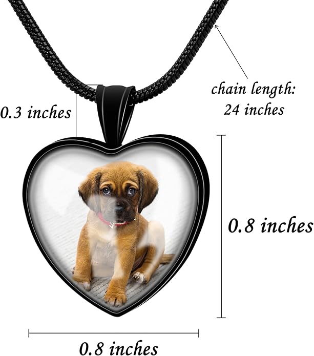 Farfume Personalized Pet Urn Necklace for Dog Cat Ashes Cremation Pet Memorial Customized Photo Text Engraving Pendant Keepsake Funeral Jewelry
