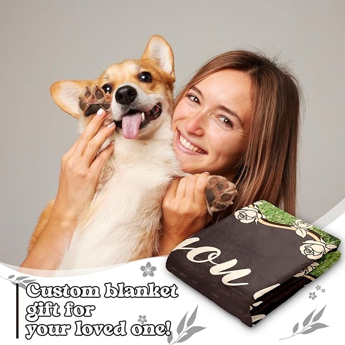 Dog Memorial Gifts for Loss of Dog - Personalized Pet Memorial Blanket with Photo Name, Pet Loss Sympathy Gift, Custom Dogs Blanket Pet Bereavement Remembrance Gifts