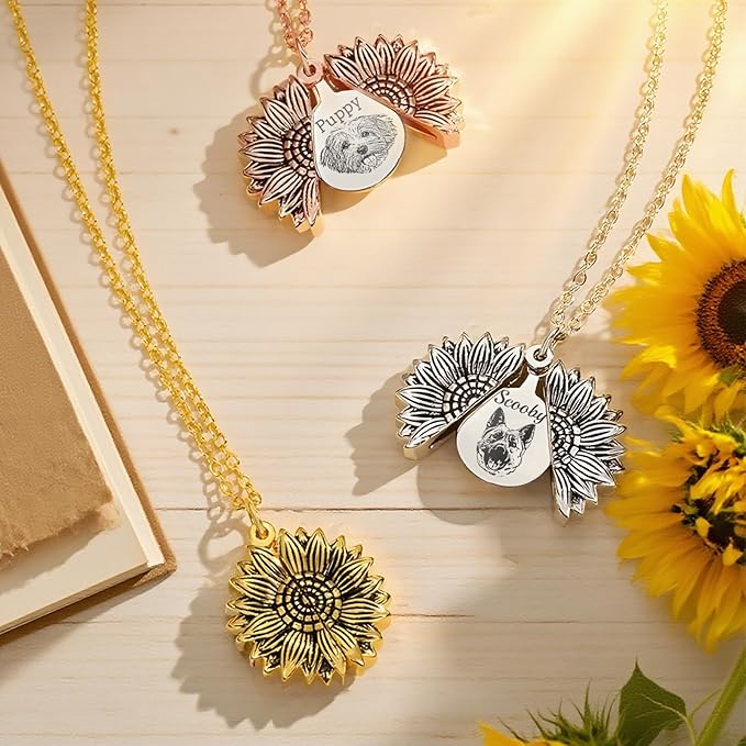 Personalized Pet Portrait Necklace Customized Pet Memorial Necklaces Dog Necklace for Women Custom Pets Necklaces Dog Memorial Jewelry for Cat Mom Dogs Dad (Silver-Silver)