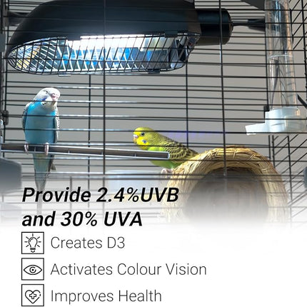 Oiibo Bird Cage Light Fixture Combo Kit, AvianSun Lamp Hood with 2.4% UVB UVA 20W Compact Fluorescent Bulb for All Kinds Captive Birds