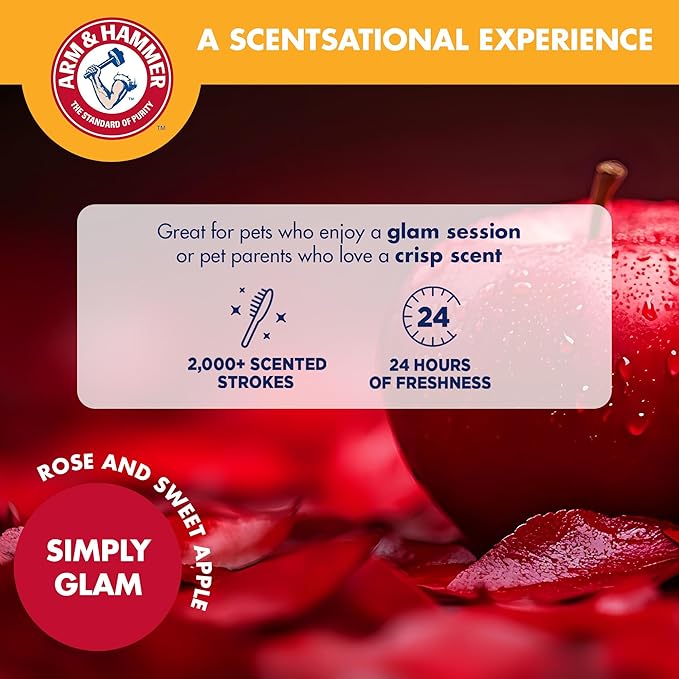 Arm & Hammer “Simply Glam” Dog Grooming Pin Deodorizing Comb with Fragrance Transfer Technology – Scented Dog Comb for Detangling & Shedding, Sweet Apple & Rose Scent