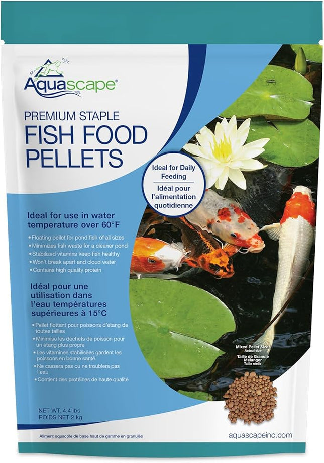 Aquascape Premium Staple Pond and Koi Fish Food, Mixed Pellet Size, 4.4 Pounds, 81052