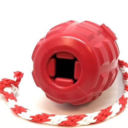SodaPup USA-K9 Grenade – Durable Dog Tug Toy, Chew Toy & Treat Dispenser Made in USA from Non-Toxic, Pet-Safe, Food Safe Natural Rubber Material for Mental & Physical Stimulation, Bonding, & More
