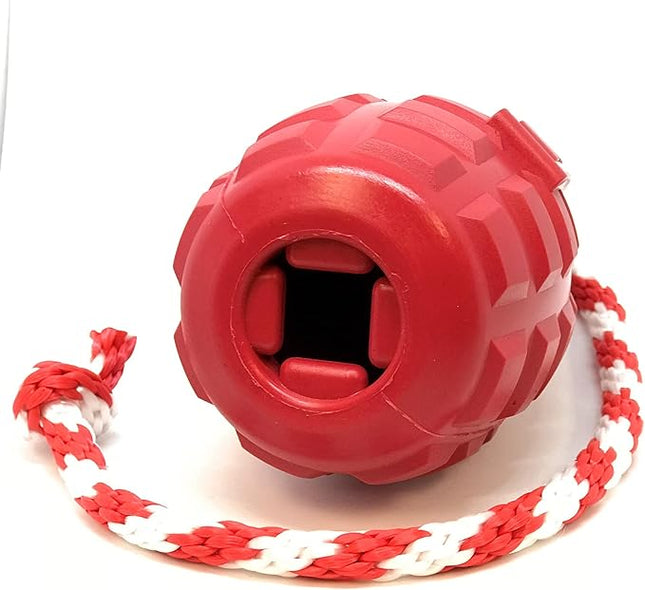SodaPup USA-K9 Grenade – Durable Dog Tug Toy, Chew Toy & Treat Dispenser Made in USA from Non-Toxic, Pet-Safe, Food Safe Natural Rubber Material for Mental & Physical Stimulation, Bonding, & More