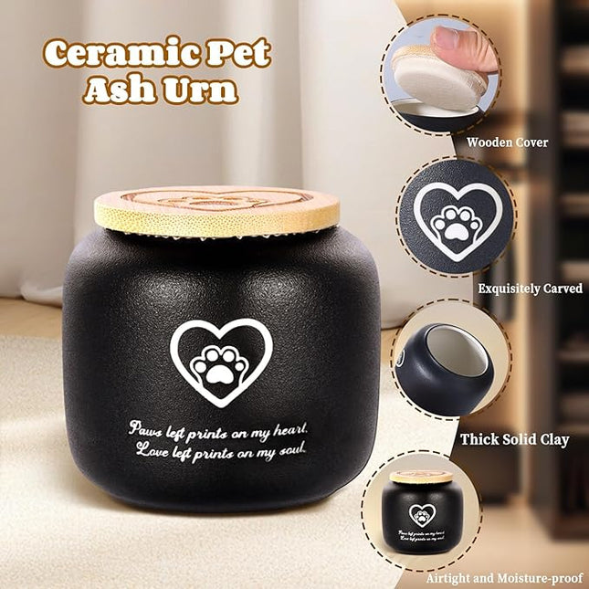 HappyTails Ceramic Pet Ash Urn for Small/Medium Cats & Dogs, Funeral Cremation Urn, Memorial Keepsake Decorative Urns