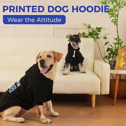 BINGPET Mommy's Boy Dog Sweater with Hood and Leash Hole,Warm Fleece Dog Hoodie & Winter Coat for Small to Large Dogs,Cold Weather Pet Clothes(X-Large)