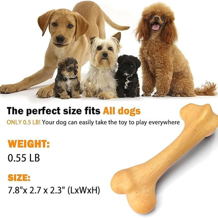 Indestructible Dog Bones for Aggressive Chewers, Durable Tough Puppy Teething Toys, Interactive Dog Toys for Medium/Large Breed, Beef & Chicken Flavor (3pcs)