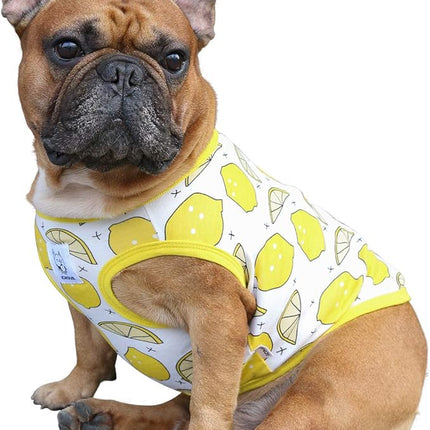 iChoue 100% Breathable Cotton English Bulldog Halloween Cartoon T Shirts Cute Clothes for Medium Large Dogs Vest Tank Tops Terrier Pitbull Lemon - XLarge