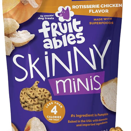 Fruitables Skinny Minis Dog Treats, Healthy Pumpkin Treat for Dogs, Low Calorie & Delicious, Puppy Training, No Wheat, Corn or Soy, Made in the USA, Rotisserie Chicken Flavor, 5oz