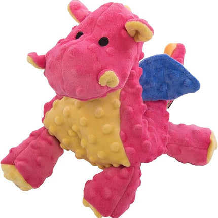 goDog Bubble Plush Dragons Squeaky Dog Toy, Chew Guard Technology - Coral, Large