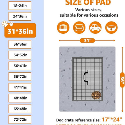 Washable Pee Pads for Dogs, 2Pack Puppy Pads Washable with Bone Print,Absorbent Reusable Whelping Pads Non-Slip Dog Mats for Floor Protector, Couch Cover, Crate, Potty Training 31x36