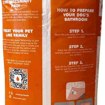 WizSmart Heavyweight Dog Pee Pads for Large Dogs, Puppies, Seniors – Ultra Absorbent, Leak Proof, Odor Control, Quick Dry, XL Training Pads with Stay Put Tabs – 23.5" x 31.5", 14 Cup Capacity