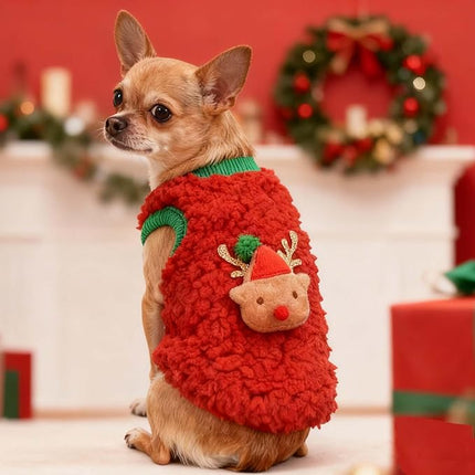 FLAdorepet 3 Packs Christmas Teacup Dog Cat XXS Clothes for Chihuahua Yorkie,Winter Warm Fleece Puppy Pet Clothes Sweater Shirt Vest for Mini Newborn Extra Small Dogs (Christmas, XXS(Pet 1-2LBS))