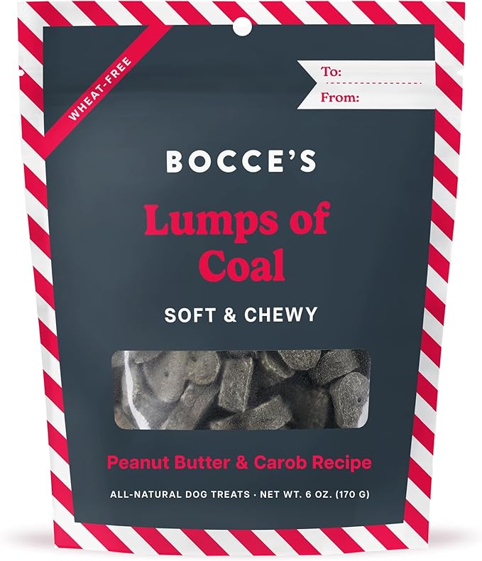 Bocce's Bakery Lumps of Coal Soft & Chewy Dog Treats, All-Natural Wheat-Free Christmas Dog Treats, 6 oz