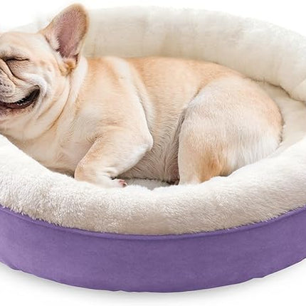 Love's cabin Round Donut Cat and Dog Cushion Bed, 30in Pet Bed for Medium or Large Dogs, Anti-Slip & Water-Resistant Bottom, Soft Durable Fabric Pet beds, Washable Calming Cat Bed Lavender
