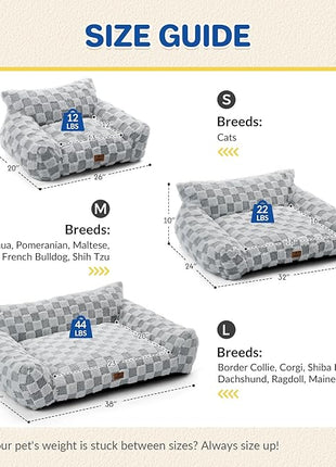 Cat Bed Cat Couch for Puppy and Kitten, Fluffy Pet Sofas Medium Dog Sofa Bed, Supportive Cats Sofa for Indoor Cats, Washable Cover & Non-Slip, 32 inch, Grey