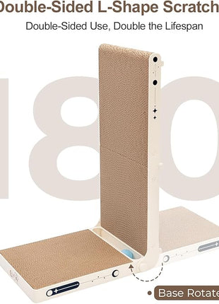 Cat Scratcher, 25.3 Inch Double Sided L Shape Cat Scratching Board, No Assembly Cat Scratch Pads with Ball Toy, Cat Scratchers for Indoor Cats & 3X Catnip, Large