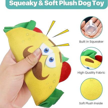SPOT Fun Food Taco Plush Dog Toy with Squeaker - Interactive Soft, Squeaky Toy for Dogs and Puppies, Keeps Pets Entertained, Cute and Funny Chew Toy Made with Soft Fabric - 6in
