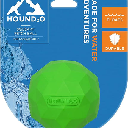 Hound2O Dog Toys | Squeaky Fetch Ball for Dogs | Green Floating Outdoor Toy - Easy to Clean and Made from Non Toxic Materials