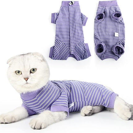 LIANZIMAU Cat Surgical Recovery Suit Professional for Male Female Dog Abdominal Wounds Cone E-Collar Alternative Anti-Licking Pet Surgical Recovery Pajama Suit Soft Fabric Onesie for Cats