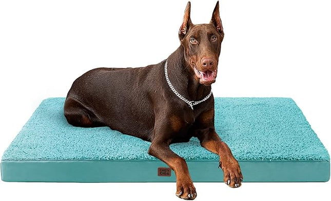 EHEYCIGA Orthopedic XXL Dog Beds for Jumbo Dogs with Removable Washable Cover for Crate, Turquoise Blue, 47x29