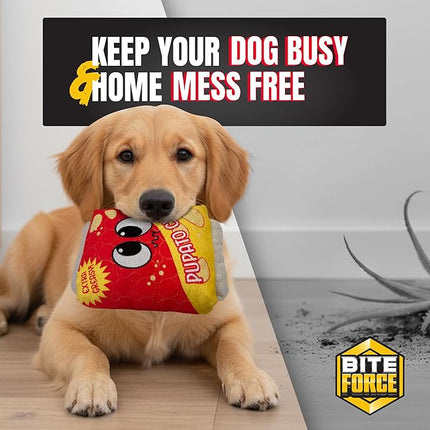 Bite Force Dog Toy - Wagging Wafers Squeaky Treat Dog Toy Kevlar-Reinforced for Aggressive Chewers- red and Yellow.