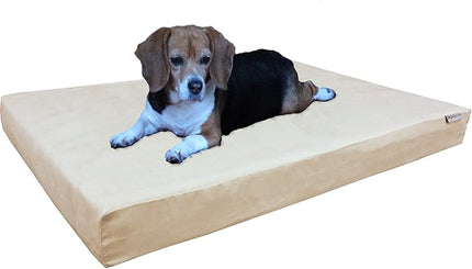 Dogbed4less Orthopedic Memory Foam Dog Bed with Suede Khaki Cover, Waterproof Liner and Extra Pet Bed Case, Fit Large 42"X28" Crate