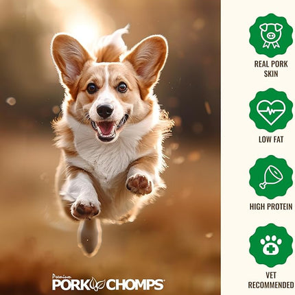 Pork Chomps Baked Pork Skin Dog Chews, 8-inch Rolls, 18 Count (Pack of 1)