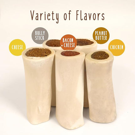 Cadet Stuffed Shin Bone, Long-Lasting Dog Chew Bones for Aggressive Chewers, High Protein Filled Bone Dental Chew for Dogs, Peanut Butter Flavor Filling, 3-4" for Small Dogs, 3 Pack