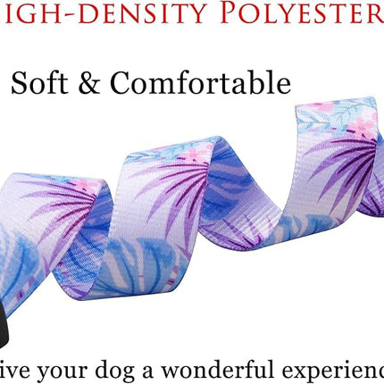 Dog Collar and Leash Set with Bohemia Floral Tribal Geometric Patterns - Soft Ethnic Style Collar Adjustable for Small Medium Large Dogs(Purple Flower Flower Set,L)