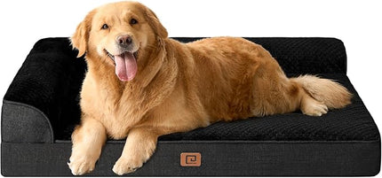EHEYCIGA Memory Foam Dog Bed XLarge Sized Dogs, Extra Large Dog Bed Orthopedic with Washable Removable Cover, Waterproof XL Pet Bed Couch, 44x33x6 Inches, Black