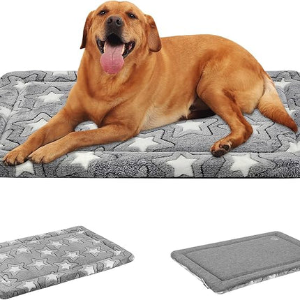EMPSIGN Dog Crate Pad - Reversible Kennel Mat (Cool & Warm), Machine Washable, Cozy Star Pattern Sleeping Pad for Small Medium Large Dogs, All-Season Pet Bed, Suitable for 42"x28" Dog Crate, Grey