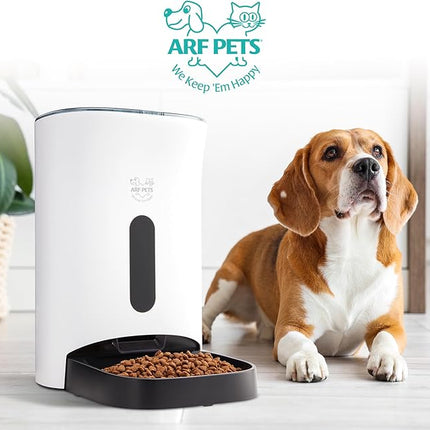 Arf Pets Automatic Pet Feeder Food Dispenser for Dogs, Cats & Small Animals – Features Distribution Alarms, Portion Control & Voice Recording – Timer Programmable Up to 4 Meals a Day