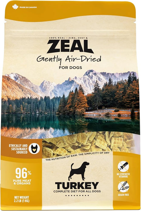 ZEAL Canada Air-Dried Turkey Recipe for Dogs - High Protein, Natural Superfoods, Nutrient Rich, No Fillers, Grain Free, Complete & Balanced (Turkey, 2.2 lb)