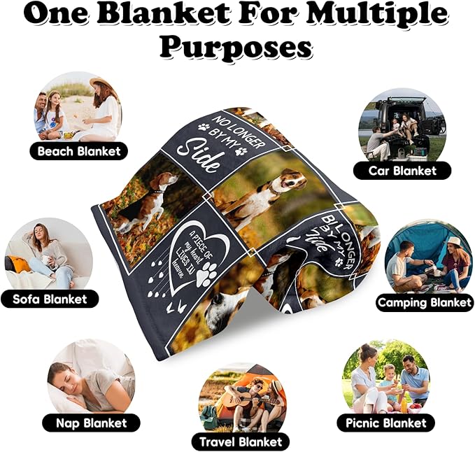 WFR Personalized Pet Memorial Throw Blanket with Photo-Pet Memorial Gifts for Dogs Cats Loss of Dog Sympathy Gift Bereavement Remembrance Passing Away Gifts (5-Photos (in Love Memory))