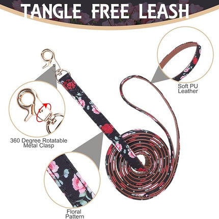 EXPAWLORER Classic Plaid Dog Collar and Leash Set - Bow Tie and Bandana Collar with Bell, Tangle Free Leash, Adjustable for Small to Large Dogs and Cats, Perfect