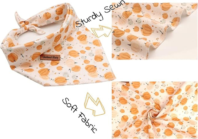 Lionheart glory Dog Bandana 1 Pack Washable Soft Cotton Halloween Pumpkin Bibs Scarf, Adjustable Kerchief Square Dog Bandanas for Large Dogs